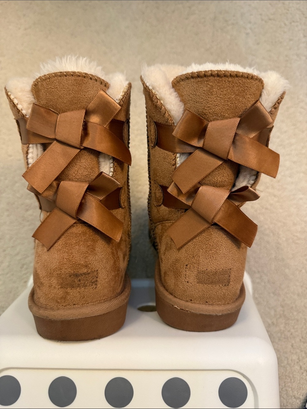 Weestep Genuine Suede boots, meant to look like UGG Bailey Bow Bootie, size 5.5